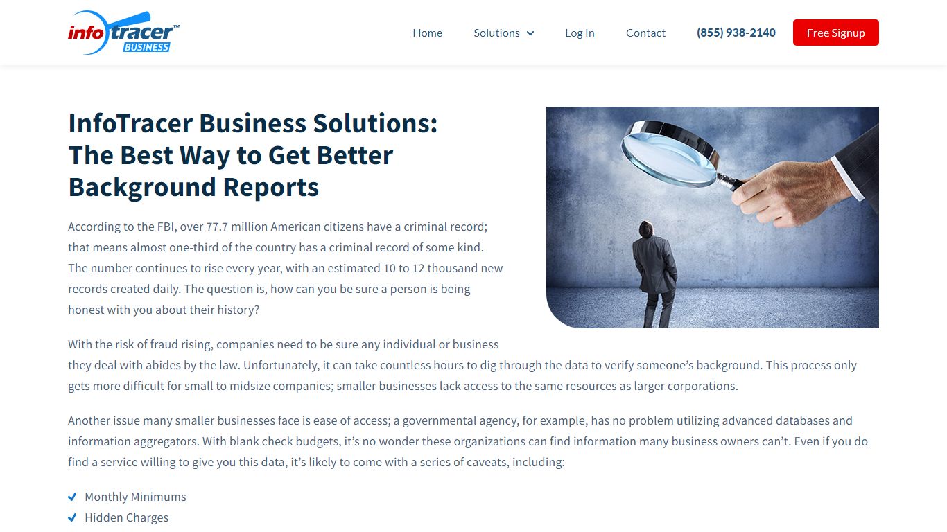 Detailed Background Reports on Individuals - InfoTracer Business